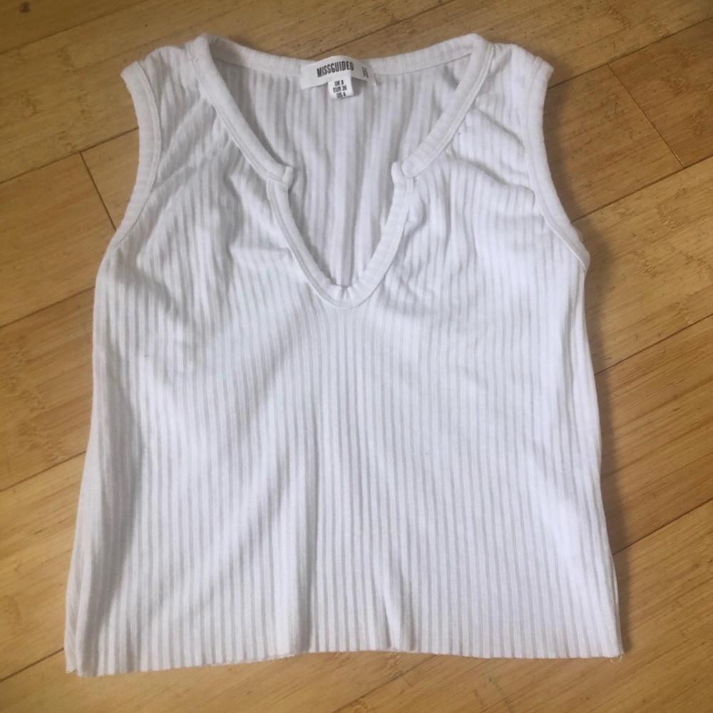 White Cropped Tank Top